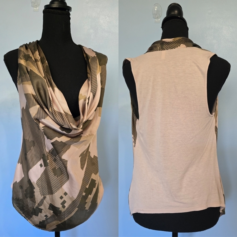 Flounce Silk Womens Cowl-neck Top M